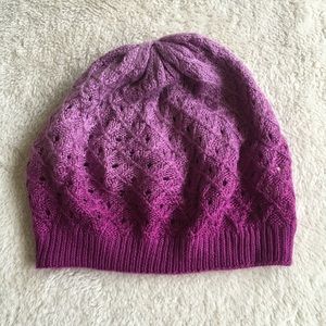 Ombre Mauve Crochet/Open Knit Slouchy Beanie